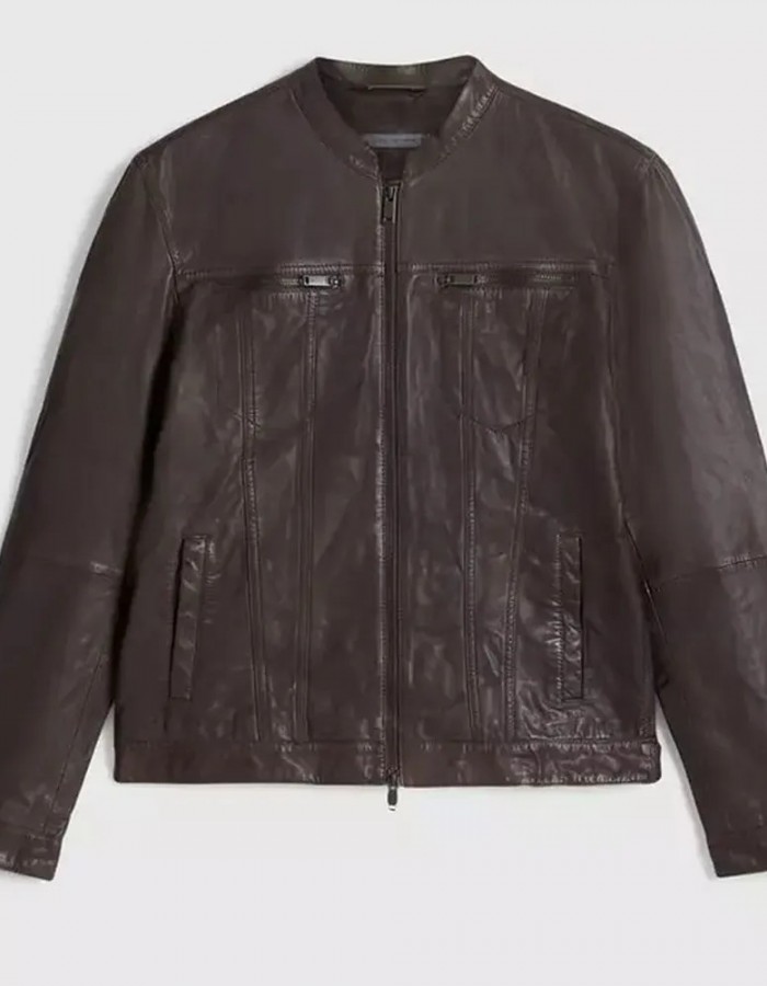 Men’s John Band Collar Leather Jacket Men’s John Band Collar Leather Jacket