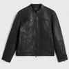 Men’s John Band Collar Leather Jacket Men’s John Band Collar Leather Jacket