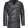Men’s Naval Black Leather Peacoat Men’s Naval Black Leather Peacoat