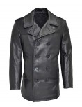 Men’s Naval Black Leather Peacoat