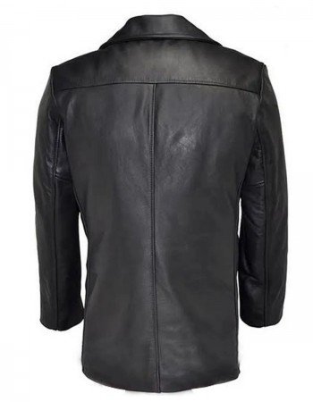Men’s Naval Black Leather Peacoat Men’s Naval Black Leather Peacoat