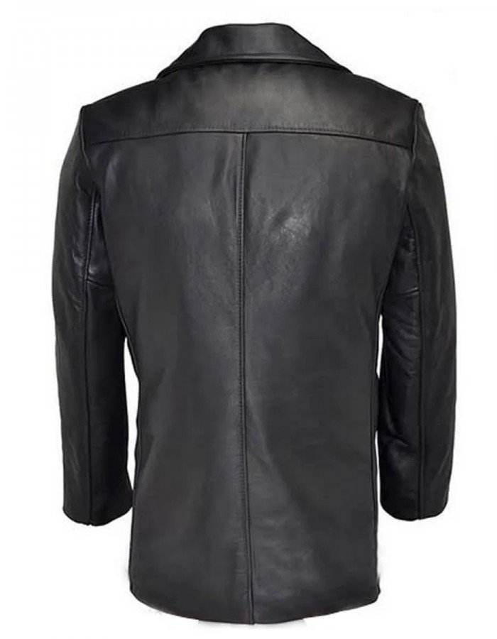 Men’s Naval Black Leather Peacoat Men’s Naval Black Leather Peacoat