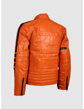 Men’s Orange Leather Jacket for Street Fashion