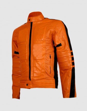 Men’s Orange Leather Jacket for Street Fashion