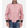 Men’s Pink Leather Bomber Jacket Men’s Pink Leather Bomber Jacket