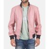 Men’s Pink Leather Bomber Jacket Men’s Pink Leather Bomber Jacket