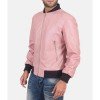 Men’s Pink Leather Bomber Jacket Men’s Pink Leather Bomber Jacket
