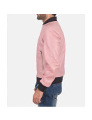Men’s Pink Leather Bomber Jacket