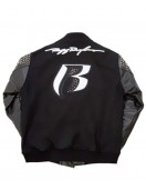 Men’s Ruff Ryders Studded Black Varsity Letterman Jacket