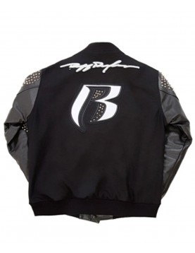 Men’s Ruff Ryders Studded Black Varsity Letterman Jacket