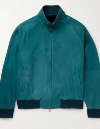 Men’s Suede Leather Bomber Jacket with Rain System Piana