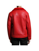 Men’s Trucker Red Shearling Leather Jacket
