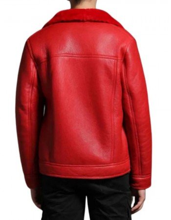 Men’s Trucker Red Shearling Leather Jacket Men’s Trucker Red Shearling Leather Jacket