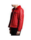Men’s Trucker Red Shearling Leather Jacket