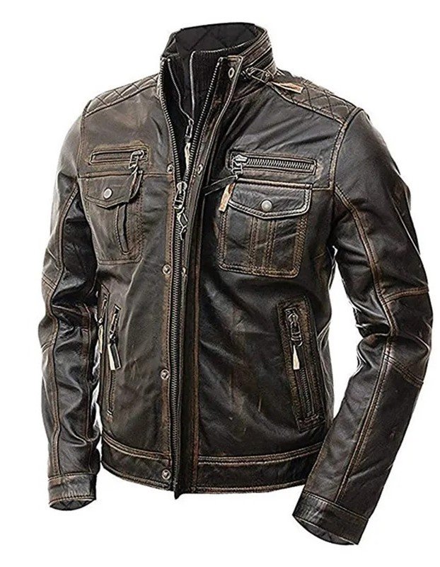 Men’s Vintage Brown Cafe Racer Distressed Leather Jacket Men’s Vintage Brown Cafe Racer Distressed Leather Jacket