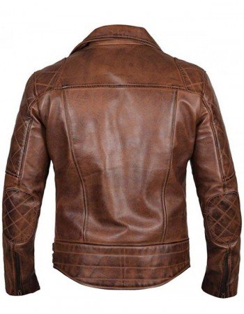 Men’s Vintage Quilted Brown Biker Jacket Men’s Vintage Quilted Brown Biker Jacket
