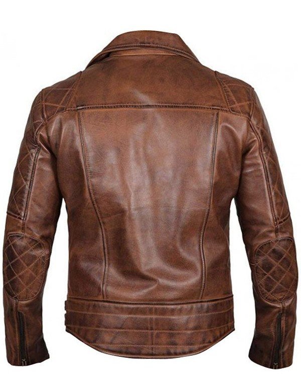 Men’s Vintage Quilted Brown Biker Jacket Men’s Vintage Quilted Brown Biker Jacket