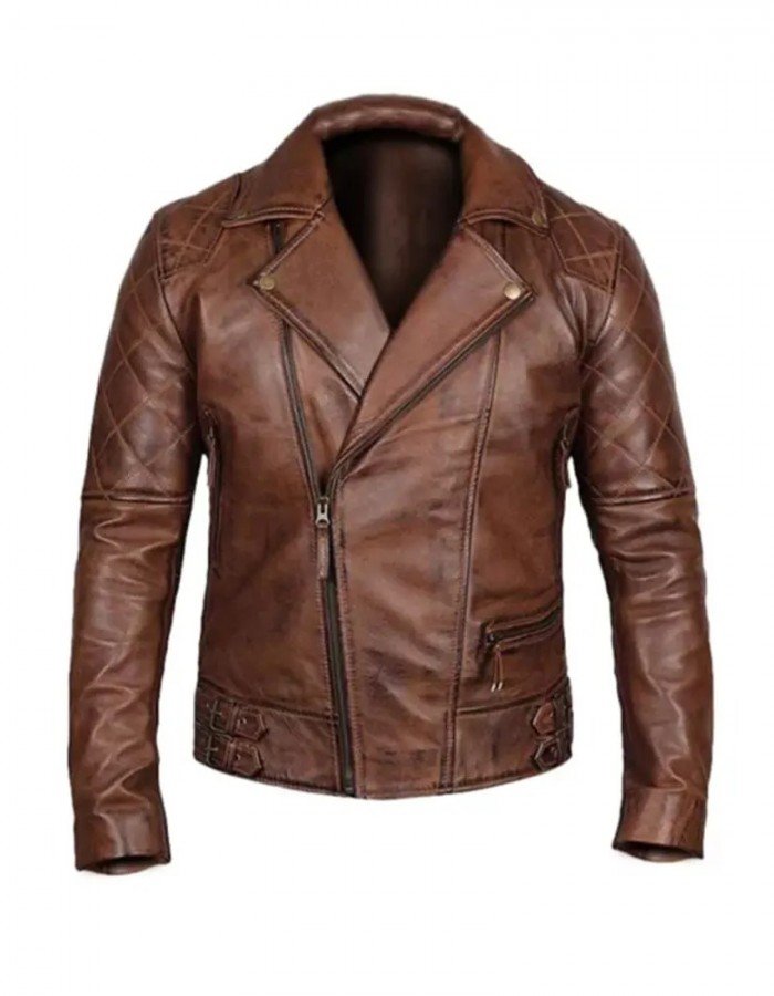 Men’s Vintage Quilted Brown Biker Jacket Men’s Vintage Quilted Brown Biker Jacket