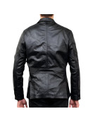 Mens Black Leather Blazer
