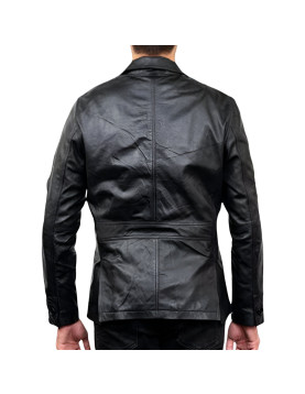 Mens Black Leather Blazer