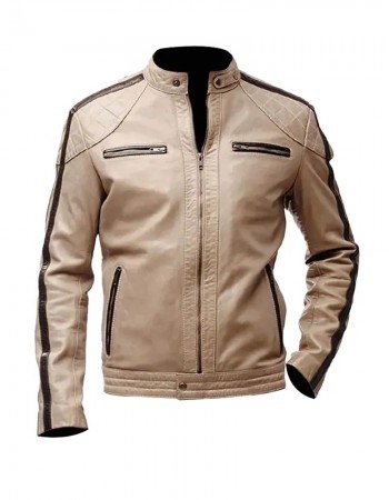 Mens Brown Stripped Beige Jacket
