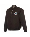 Miami Dolphins Black/Gray Full-Zip Reversible Flight Jacket