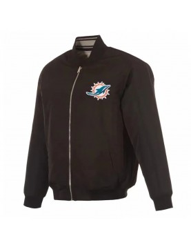 Miami Dolphins Black/Gray Full-Zip Reversible Flight Jacket