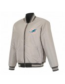 Miami Dolphins Black/Gray Full-Zip Reversible Flight Jacket