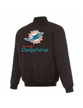 Miami Dolphins Black/Gray Full-Zip Reversible Flight Jacket