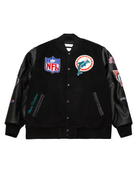 Miami Dolphins Black Out Vintage Logo Varsity Jacket