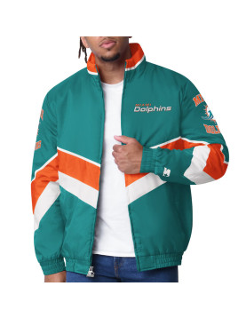 Miami Dolphins Captain Aqua Varsity Satin Jacket