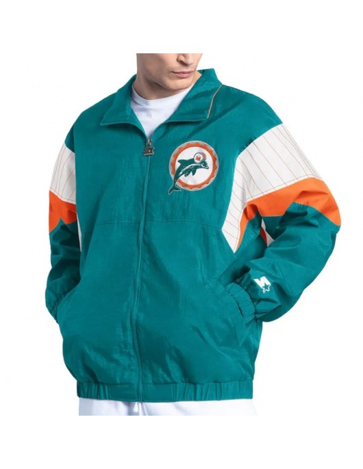 Miami Dolphins Yard Line Aqua Full-Zip Jacket