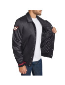 Miami Heat Stitch Applique Black Satin Jacket