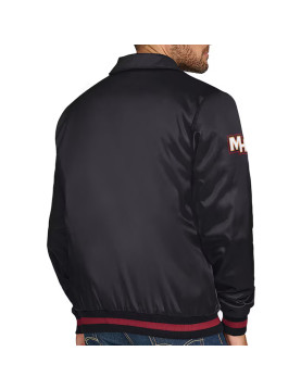 Miami Heat Stitch Applique Black Satin Jacket
