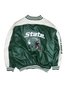 Michigan State Varsity Green and White Leather Jacket
