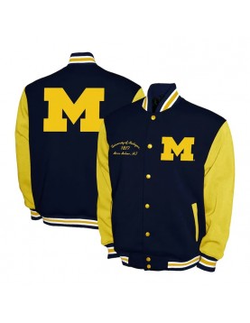 Michigan Wolverines Fleece Navy and Gold Varsity Jacket