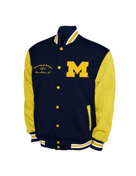 Michigan Wolverines Fleece Navy and Gold Varsity Jacket