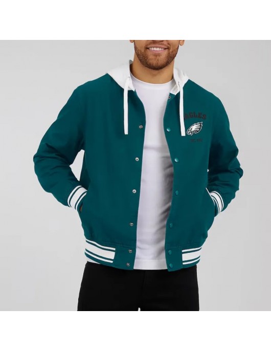Midnight Green Philadelphia Eagles Cotton Hooded Jacket