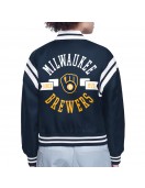 Milwaukee Brewers Printed Logo Varsity Satin Jacket