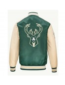 Milwaukee Bucks Green and Cream Varsity Satin Jacket