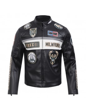 Milwaukee Bucks Men's Moto Jacket Milwaukee Bucks Men's Moto Jacket