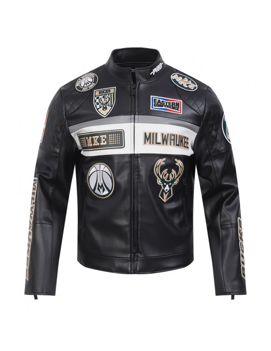 Milwaukee Bucks Men's Moto Jacket Milwaukee Bucks Men's Moto Jacket