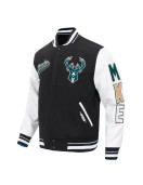 Milwaukee Bucks Script Tail Classic Rib Varsity Jacket