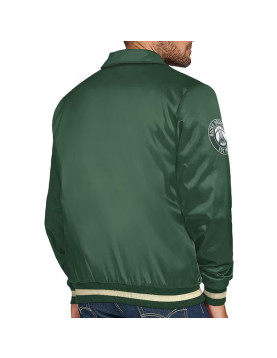 Milwaukee Bucks Stitch Applique Hunter Green Satin Jacket