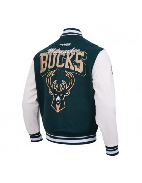 Milwaukee Bucks Team Badge Classic Rib Varsity Jacket