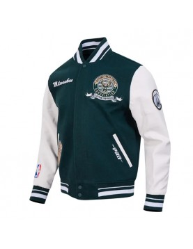 Milwaukee Bucks Team Badge Classic Rib Varsity Jacket