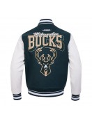 Milwaukee Bucks Team Badge Classic Rib Varsity Jacket Milwaukee Bucks Team Badge Classic Rib Varsity Jacket