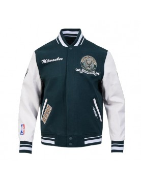 Milwaukee Bucks Team Badge Classic Rib Varsity Jacket