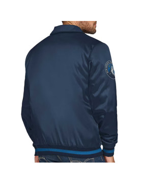 Minnesota Timberwolves Stitch Applique Navy Satin Jacket