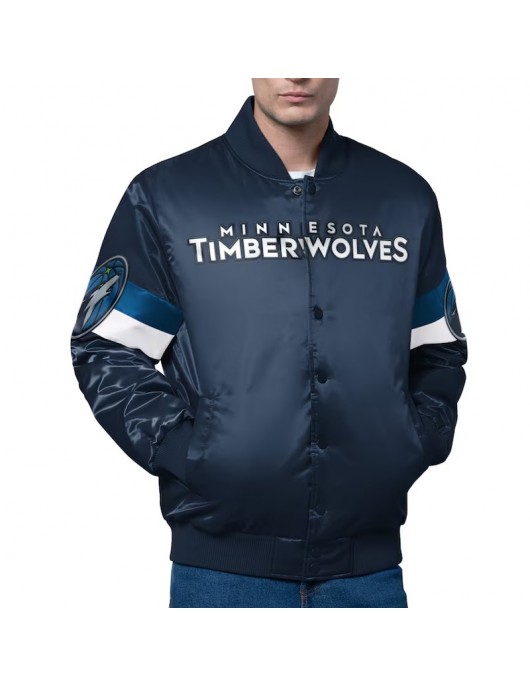 Minnesota Timberwolves Triple Option Varsity Satin Jacket Minnesota Timberwolves Triple Option Varsity Satin Jacket